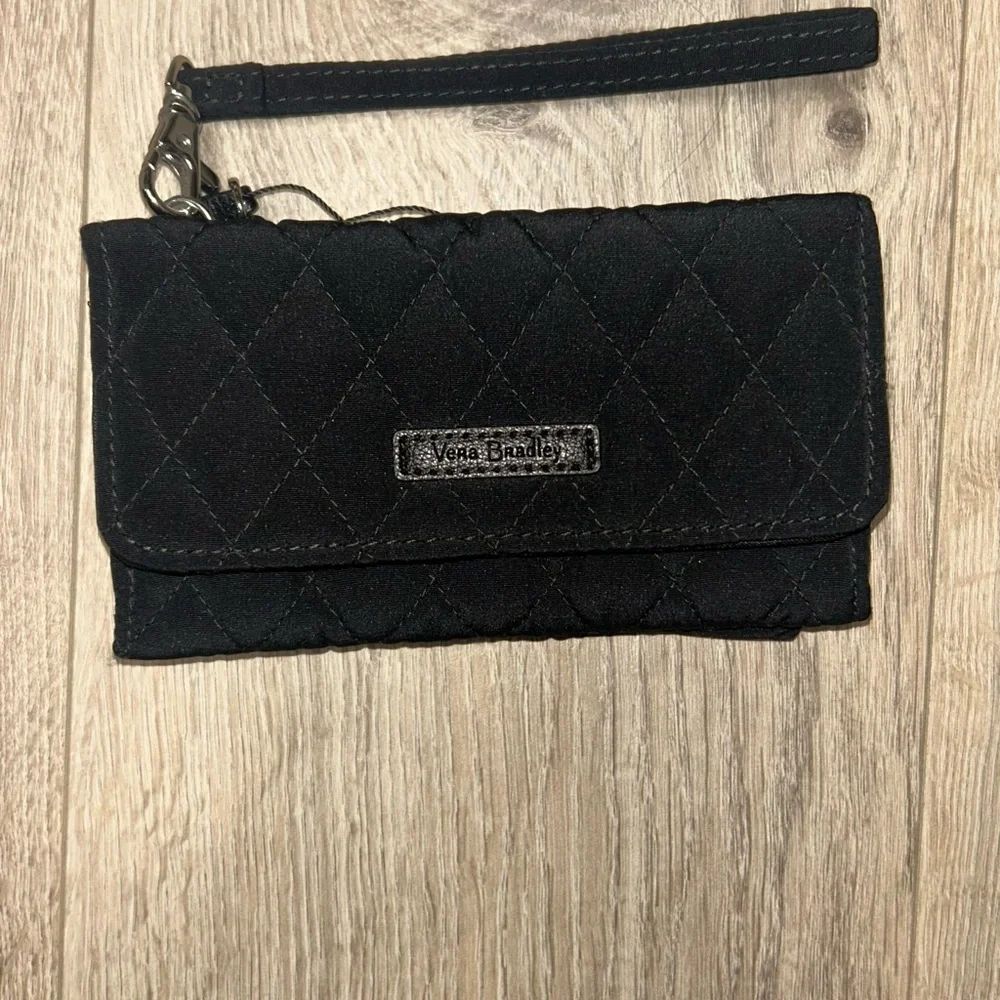 Vera Bradley Black Quilted Wallet Wristlet NWT RFID Card Holder - Picture 8 of 8